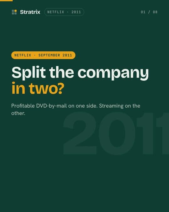 Netflix: Netflix split itself in two. 23 days later it took it back.