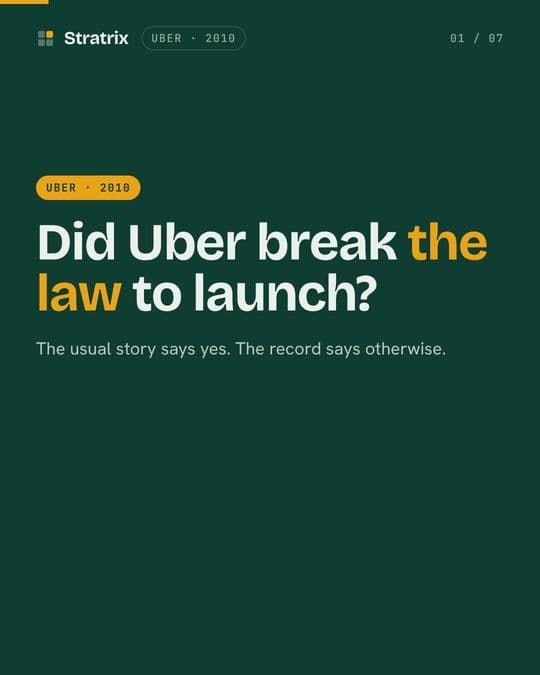 Uber: Uber's first product didn't break the law. Its black cars were legal.