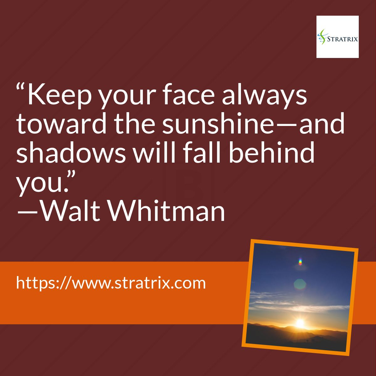 Keep your face always toward the sunshine