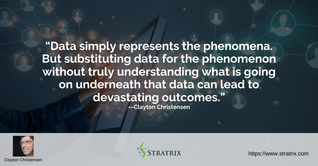 Data simply represents the phenomena - Clayton Christensen