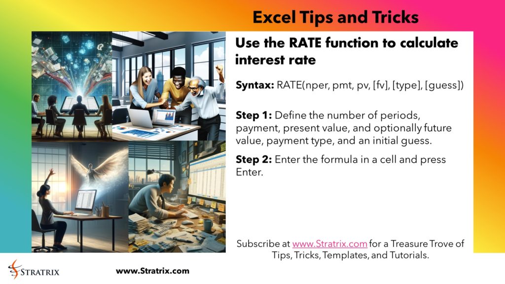 Use the RATE function to calculate interest rate